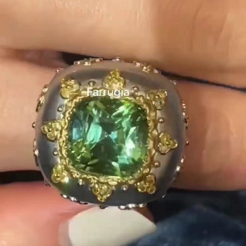 BQLT-RIN586687 large drum surface color ring 12.5# main stone 9.7x11.8x8mm