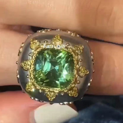 BQLT-RIN586687 large drum surface color ring 12.5# main stone 9.7x11.8x8mm