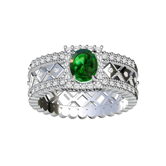 BQLT-RIN264163 pillow-shaped stone bead wide hollow arm ring main stone 6.14X5X3.33mm