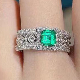 BQLT-RIN264163 pillow-shaped stone bead wide hollow arm ring main stone 6.14X5X3.33mm