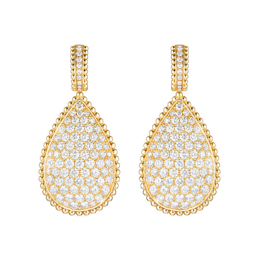 BSL-JCO01448 Extra large full diamond and dense stone water drop lotus earrings ear clip