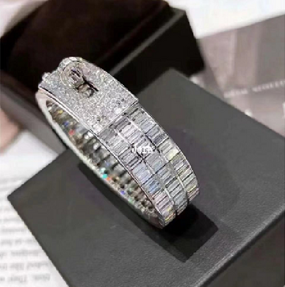 AMS-H164218A 16mm wide diamond twisted circle ladder square bracelet