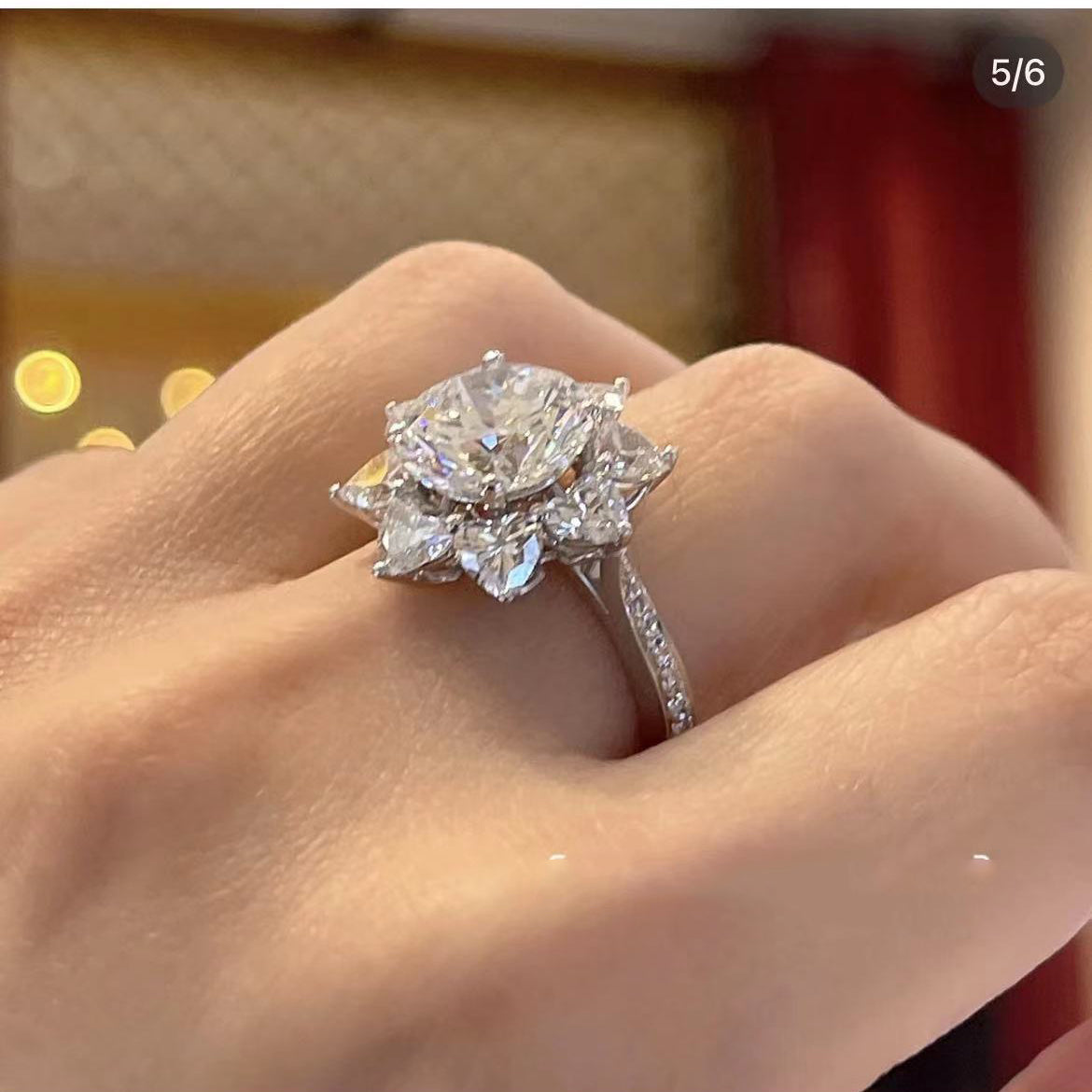 GLF-RGR4136心形钻围石太阳花戒指主石2.8ct