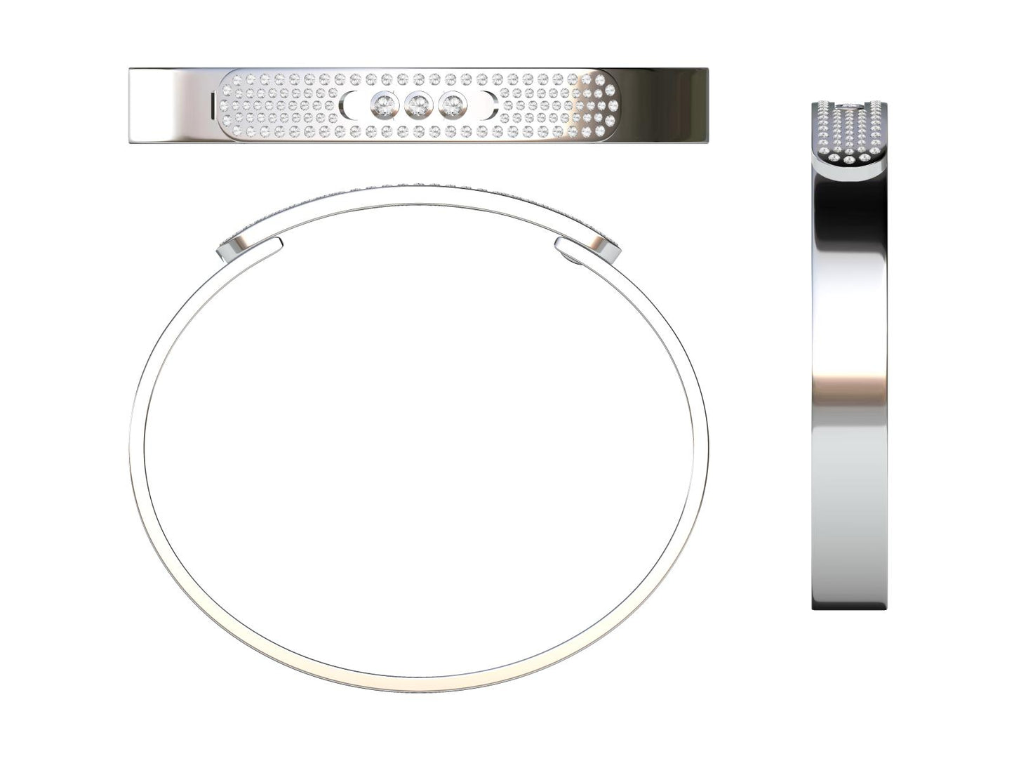 MSLK-64133 Three Diamond Sliding Mouth Bracelet 16#