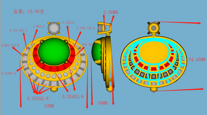 BGL-267228蛋形翡翠彩宝吊坠主石约15.5X13.6X6.4mm
