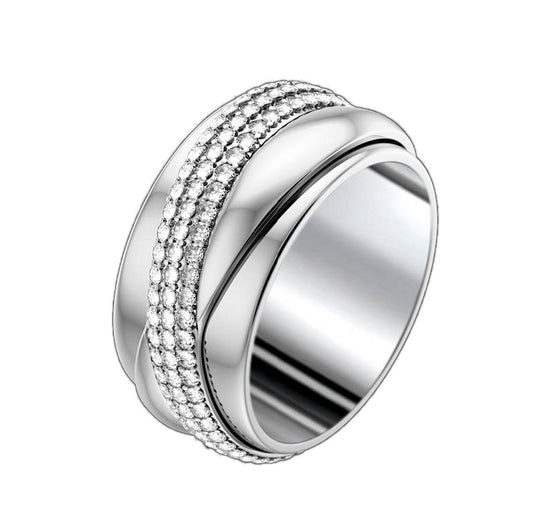 BJ-G34P8613 wide wave surface cross turn ring
