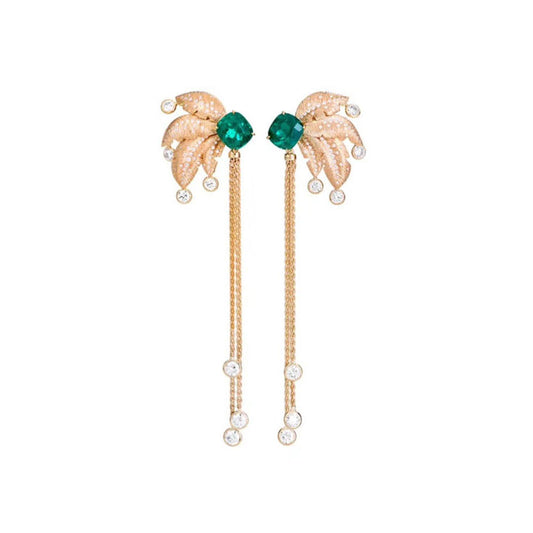 BJ-G38R5326 octagonal colorful treasure + chain blister coconut leaf earrings