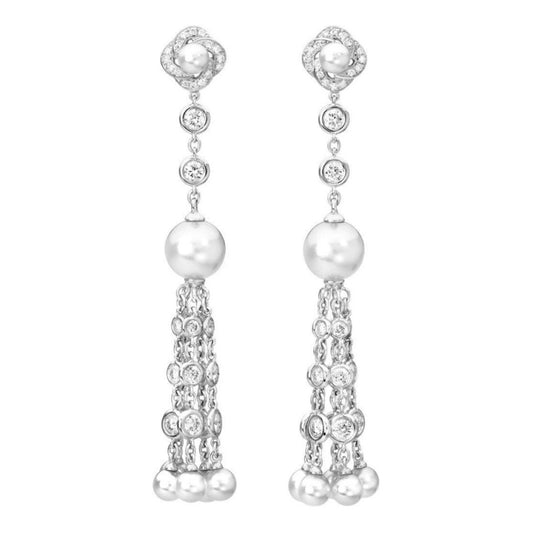 BJ-G38LQ500 rotating flower head pearl tassel earrings