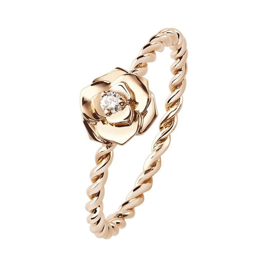 BJ-G34UV100 Solitaire Flower Twist Rope Ring