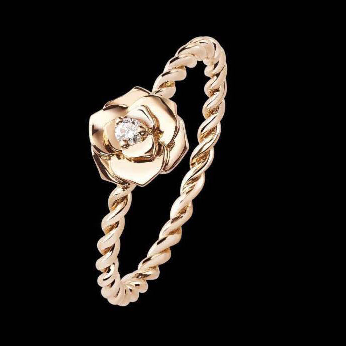 BJ-G34UV100 Solitaire Flower Twist Rope Ring