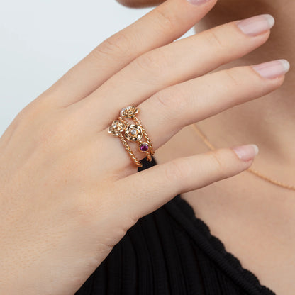 BJ-G34UV100 Solitaire Flower Twist Rope Ring