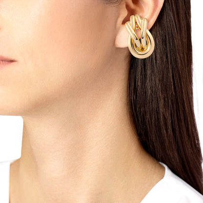 FLD-8B0315 capsule light gold twisted rope 8-character earrings