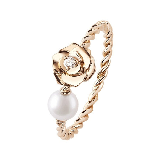 BJ-G34UV200 Half-set Floral Pearl Twist Rope Ring