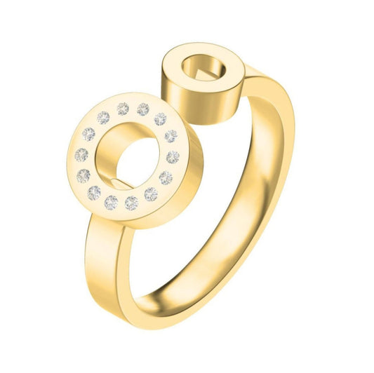 BJ-G34L3625 light gold double ring flat straight arm ring
