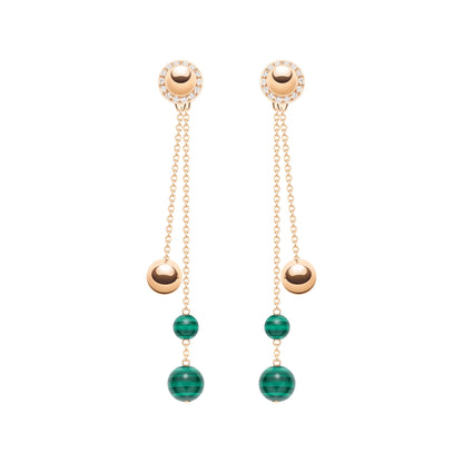 BJ-G38PW300 Malachite Ball Beads Multi-Wear Stud Earrings
