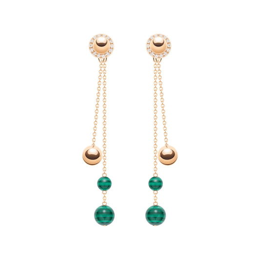 BJ-G38PW300 Malachite Ball Beads Multi-Wear Stud Earrings