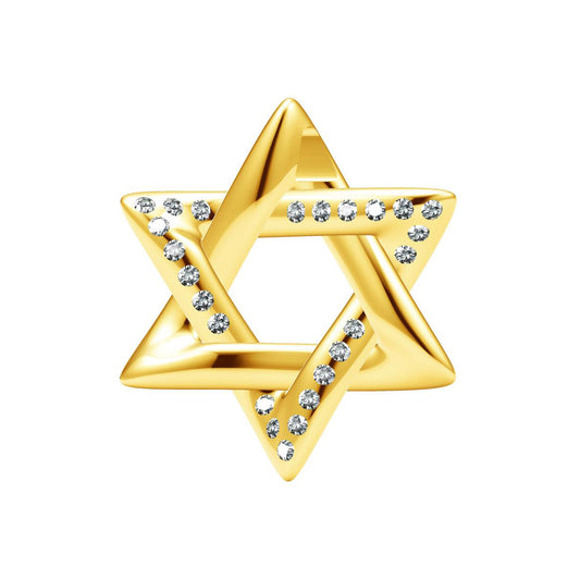 TIF12981740 half-set stone six-pointed star pendant