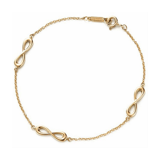TIF4845838 three 8-character light gold bracelet