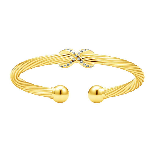 TIF3192558 stone-set 8-character twisted rope open bracelet