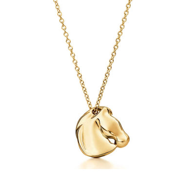 TIF64186697 light gold horse head pendant