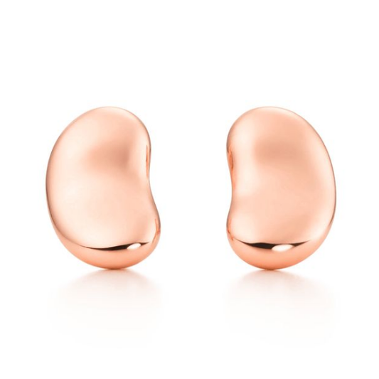 TIF60018110 9mm light gold bean stud earrings