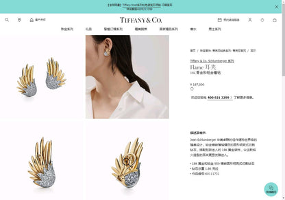 TIF60111731镶钻火焰翅膀耳夹