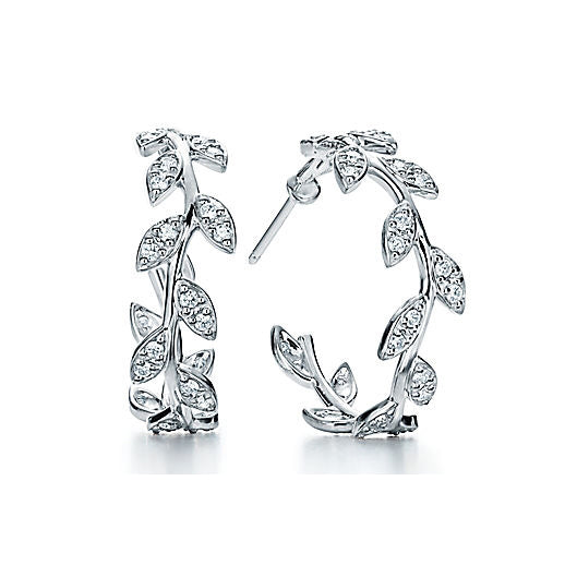 TIF87470652 olive branch leaf diamond earrings