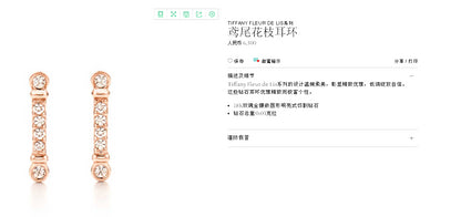 TIF40500871骨头镶钻鸢尾花枝形耳钉