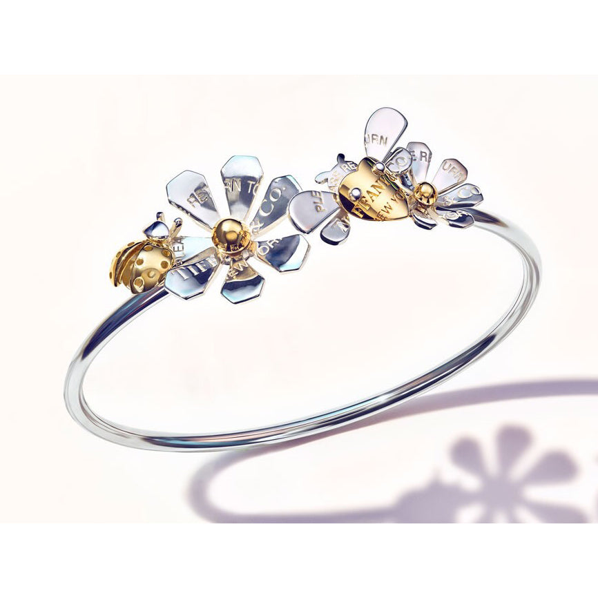 TIF67480763 light gold letter flower ladybug bee bracelet