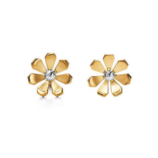 TIF5349242 Seven-leaf flower light gold earrings