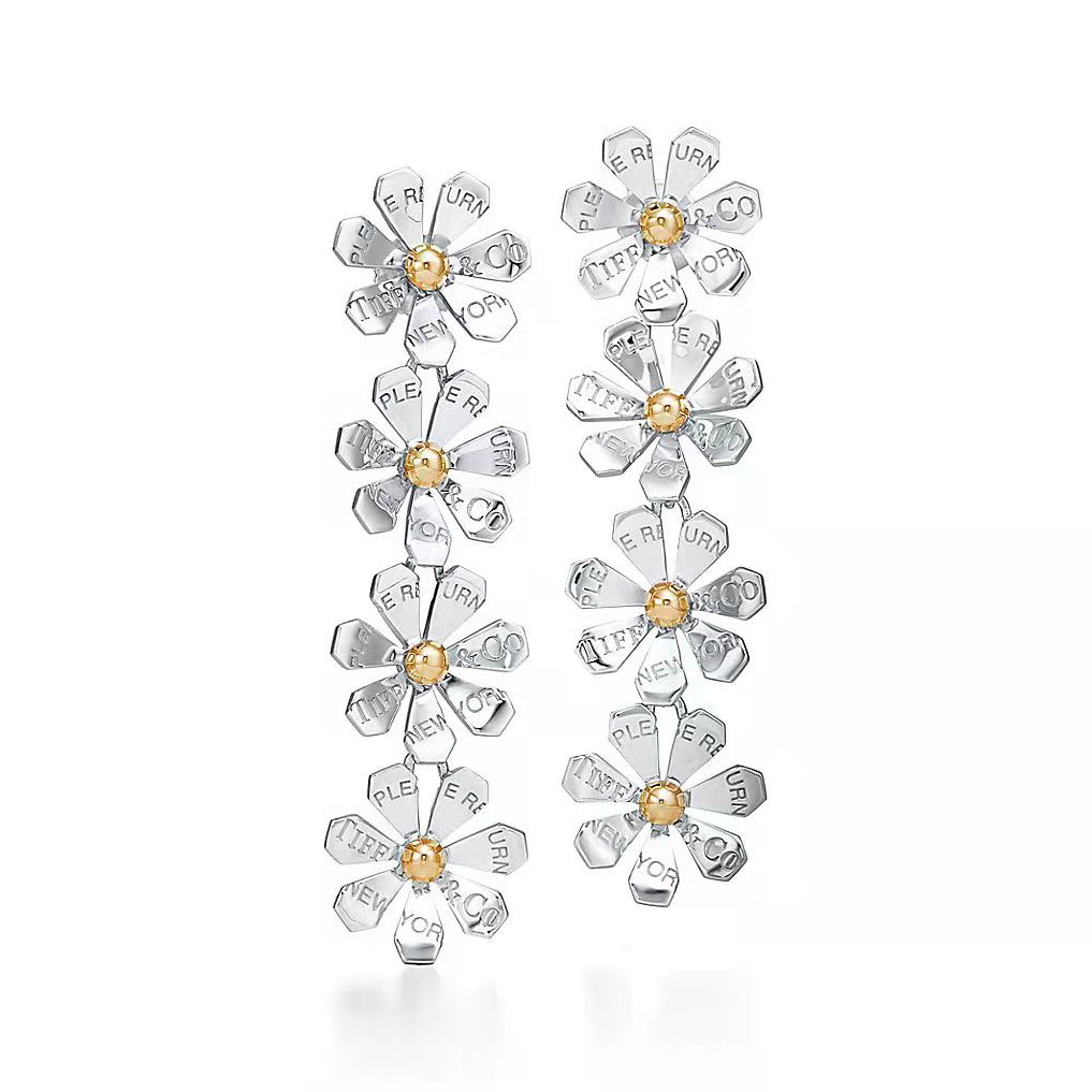 TIF2997470 four-letter daisy flower earrings