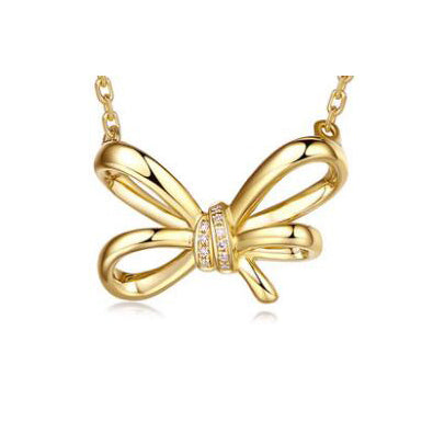 TIF14639165 bow semi-gloss gold chain pendant