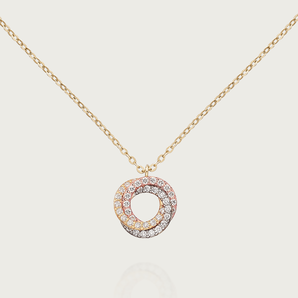 KDY-B7224808 three-ring three-color single row diamond ring pendant