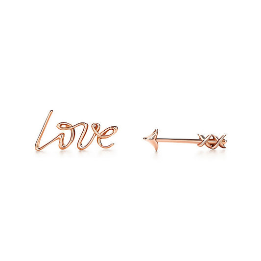 TIF79240884 guest version light gold letter love arrow earrings