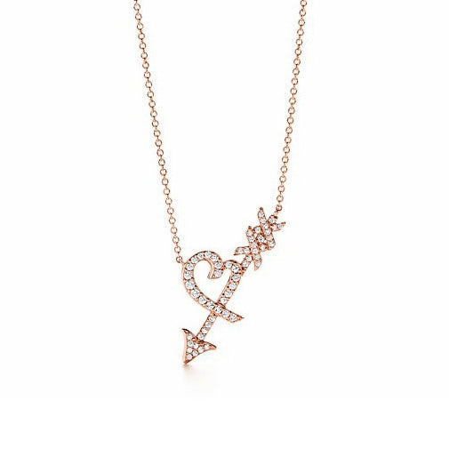 TIF57597835 full diamond letter XX arrow heart-shaped chain pendant