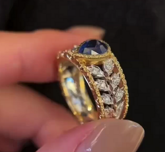 BQLT-RIN96562 lace drop-shaped bezel ring 17#