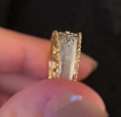 BQLT-RIN96562 lace drop-shaped bezel ring 17#