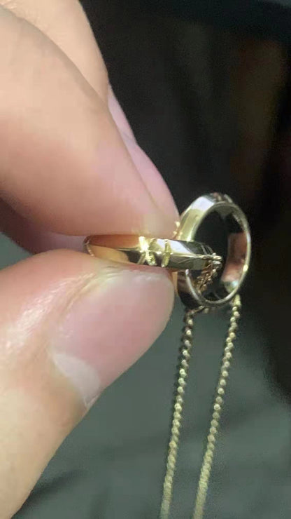 TIF20713350 double buckle sword spine light gold ring pendant
