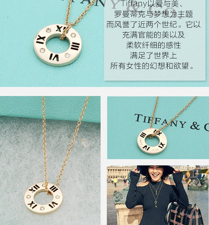 TIF74952644 diamond Roman numeral round pendant