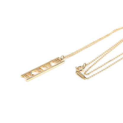 TIF69926321 vertical version light gold Roman font pendant