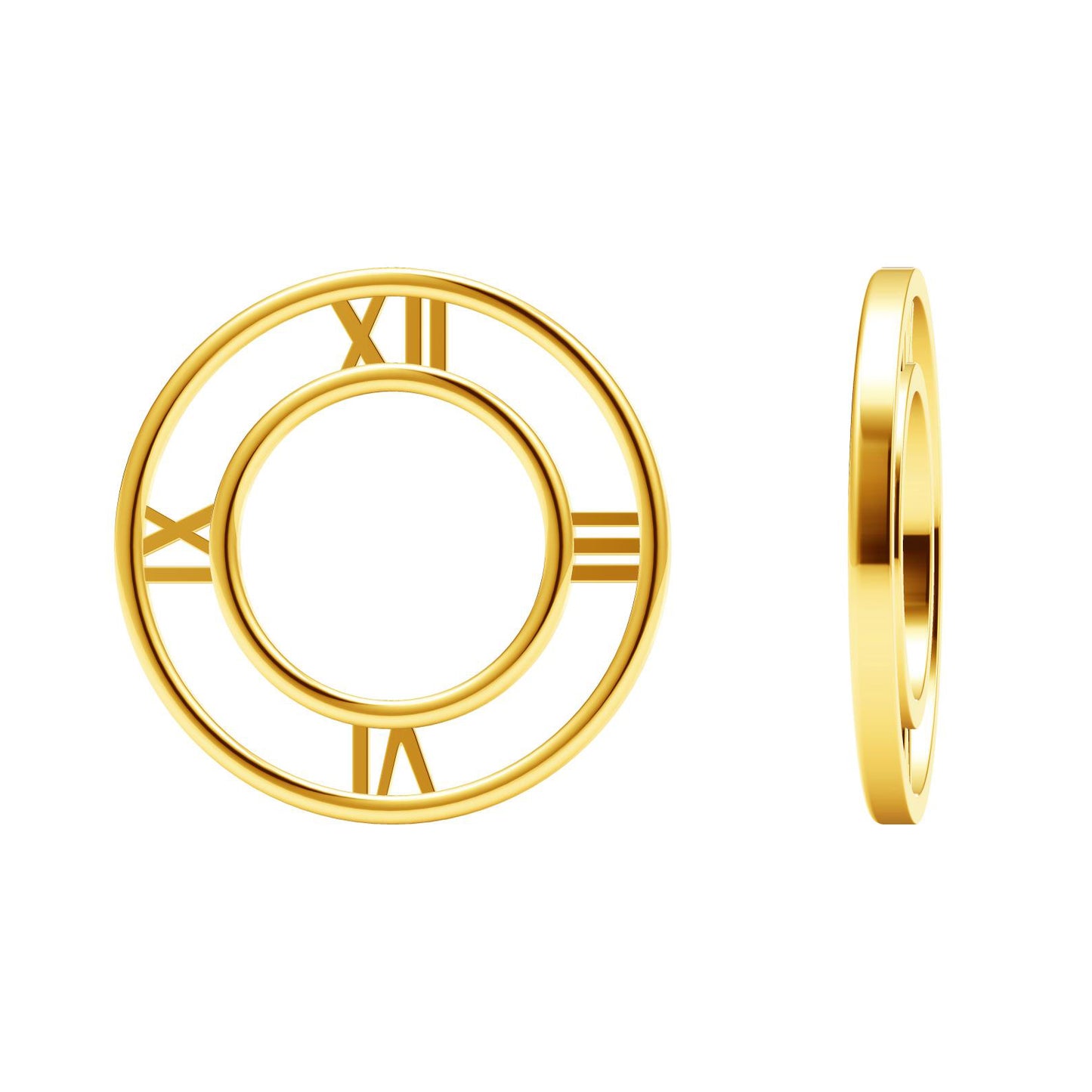 TIF69461214 light gold Roman hollow round pendant