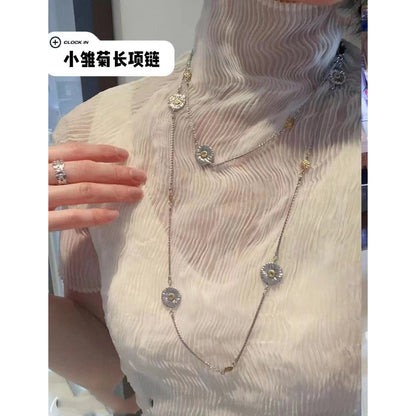 BQLT-NEC0158687分色菊花花瓣项链雏菊长项链