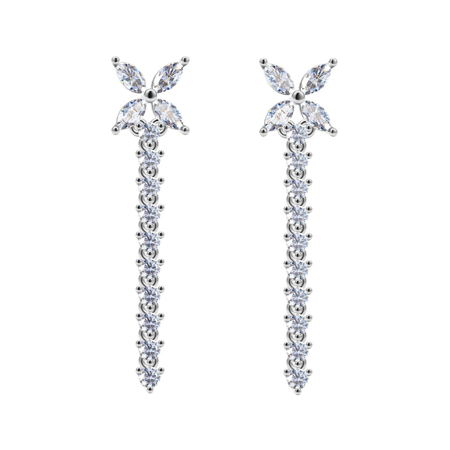 TIF43173552 four-leaf horseeye flower long earrings