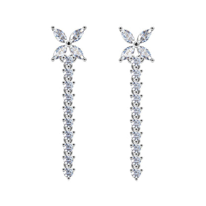 TIF43173552 four-leaf horseeye flower long earrings