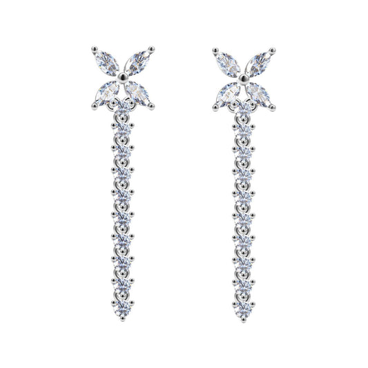 TIF43173552 four-leaf horseeye flower long earrings