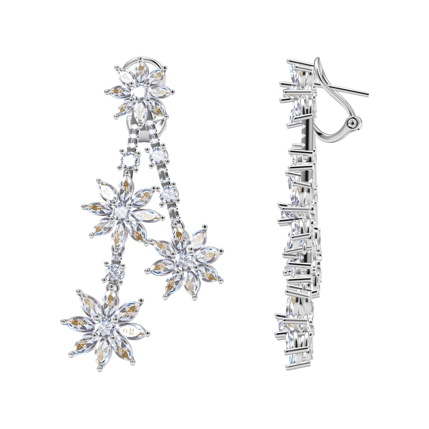 TIF14922704 Marquise stone four-flower ear clip