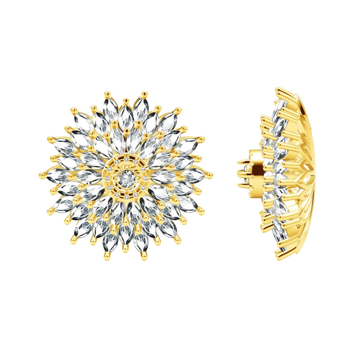 TIF30326277 Marquise stone flower shaped earrings