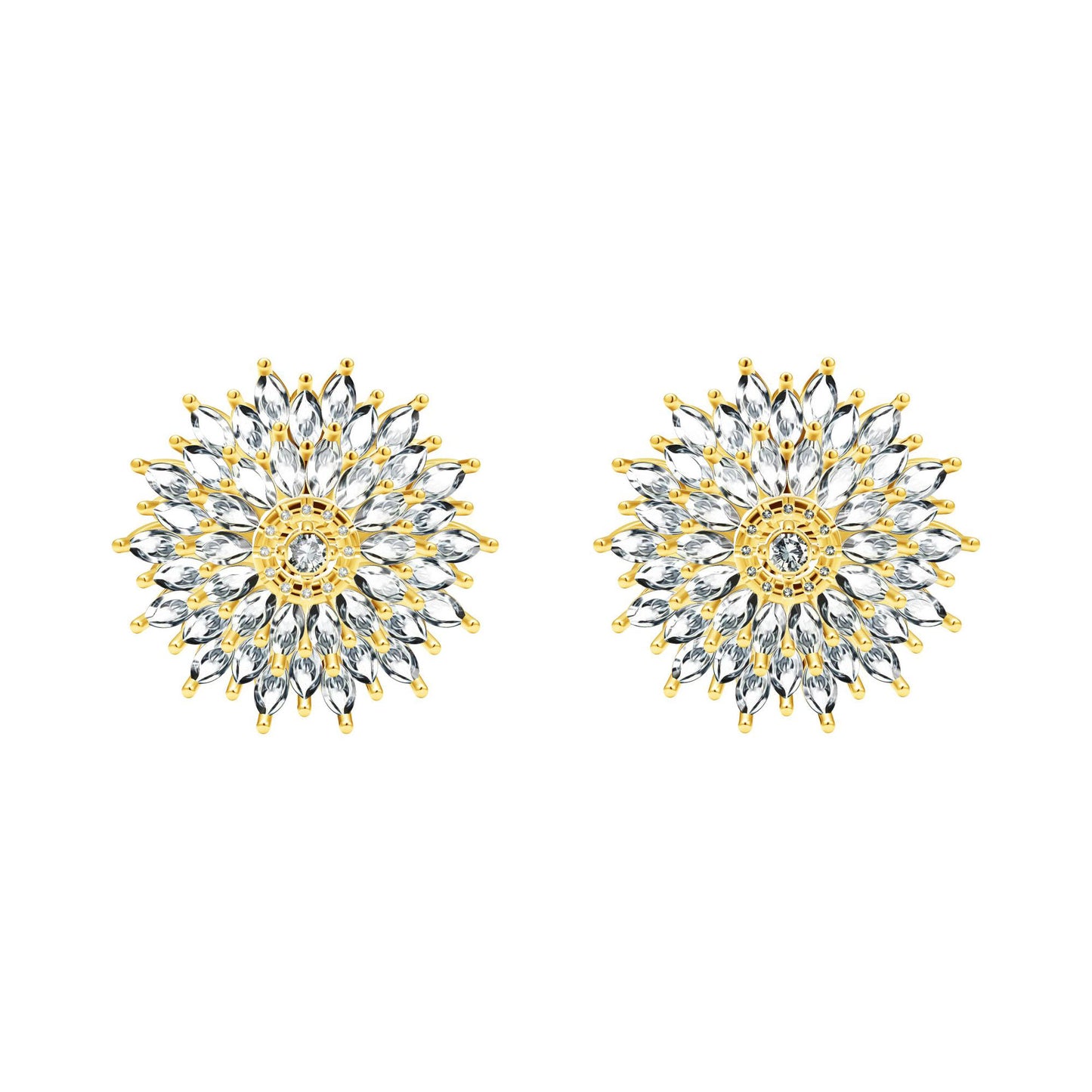 TIF30326277 Marquise stone flower shaped earrings