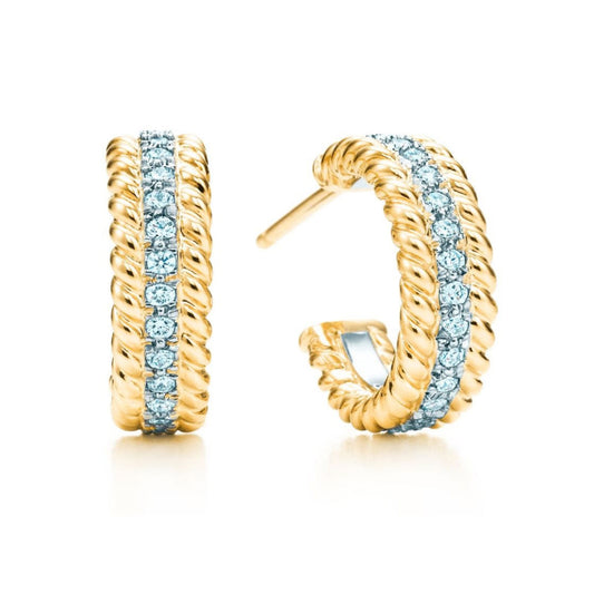 TIF33218124 diamond hemp rope double row earrings