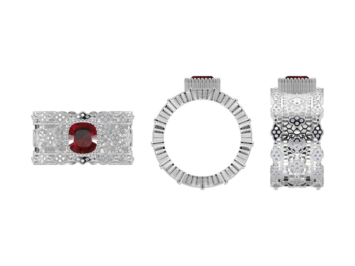 BQLT-RIN158813 cushion-shaped stone colored gemstone mixed full-body stone lace ring